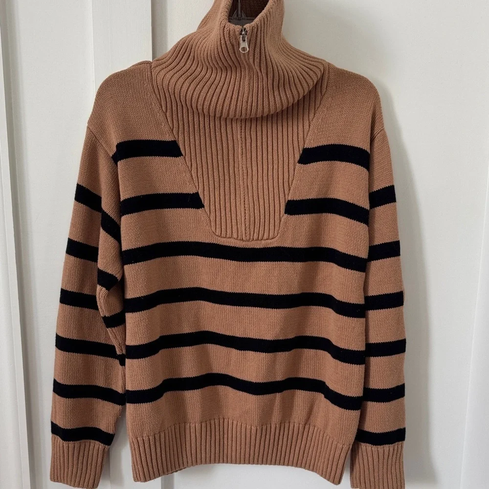 Tuckernuck English Factory Striped Knitted Half Zip Up Sweater Size S
